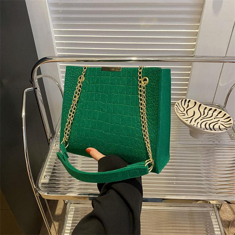 Solid Color Ladies New Tide Fashion Crossbody Large Capacity Crocodile Print Shoulder Bag Girls Casual Handbag