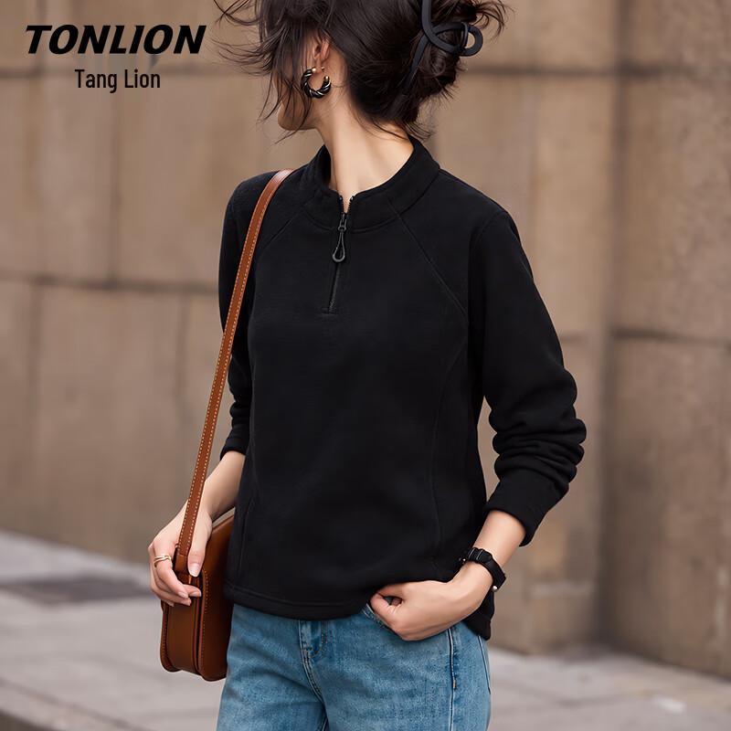 TonLion Women's Fleece-Lined Half-Zip Stand Collar Sweatshirt