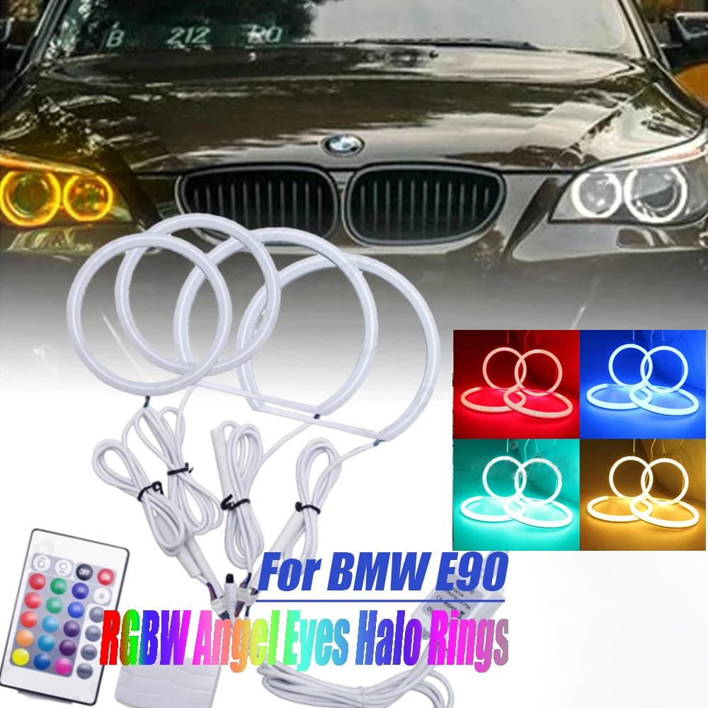 4Pcs RGBW Angel eyes Kit Halo Rings Cotton Light For BMW E90 Dynamic Daytime Running Lamps Bluetooth App Control Car Accessories