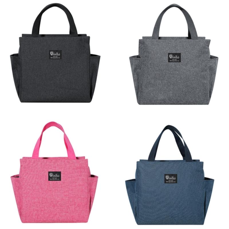 Multifunctional Mother Meal Prep Bag Spacious Baby Food Storage Purse Zippered Insulated Lunch Box with Side Pockets