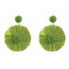 Bohemian Round Floral Woven Raffia Earrings for Women