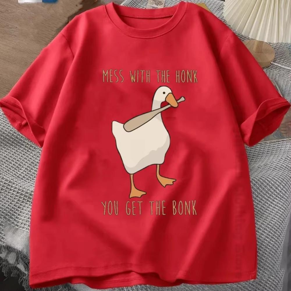 Summer Fashion Men TShirts Funny Untitled Goose Game Tops Men Women Cotton Loose Tee Mess With The Honk You Get The Bonk T-shirt