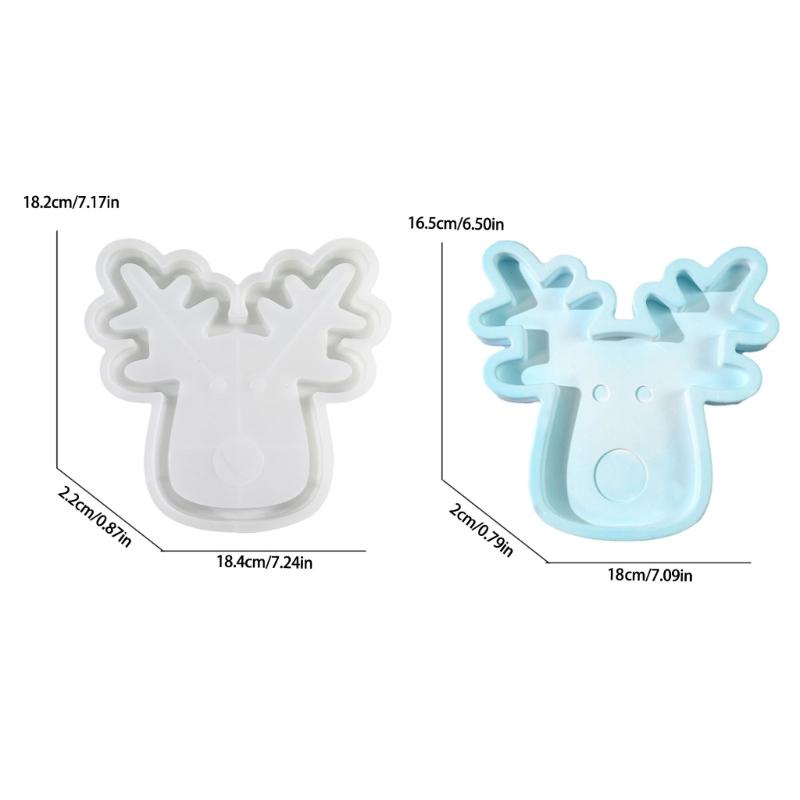 Crystal Epoxy Resin Jewelry Dish Mold Christmas Deer Shaped Tray Silicone Mold Dessert Serving Platter Making Mold