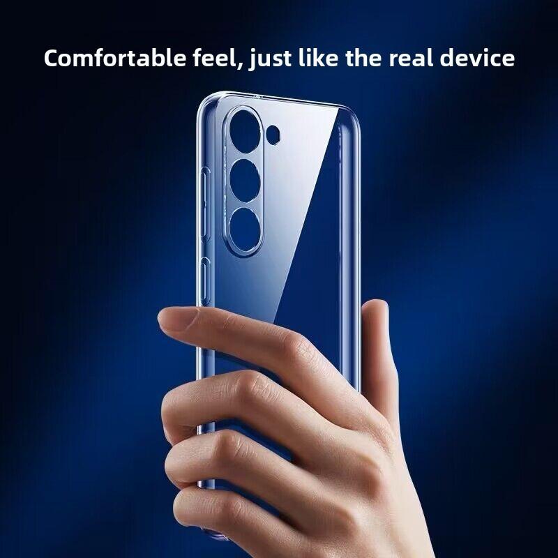 S25 For Galaxy Clear Back Case Cover And Tempered Glass Protector Screen