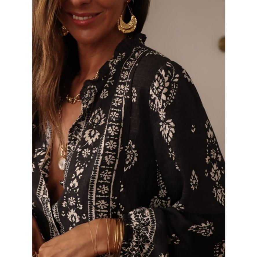 Blusas y camisas de manga larga con cuello en V para mujer, informales, primavera y otoño