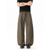 Mens Casual Pants Solid Color Splicing Straight Leg Trousers Retro Pleated High Street Drawstring Loose Fit