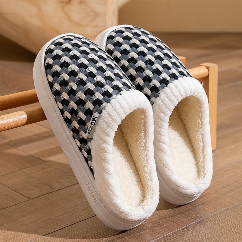 Cixi cotton slippers for women's home use in winter indoor home non-slip spring and autumn plush warm couple winter men