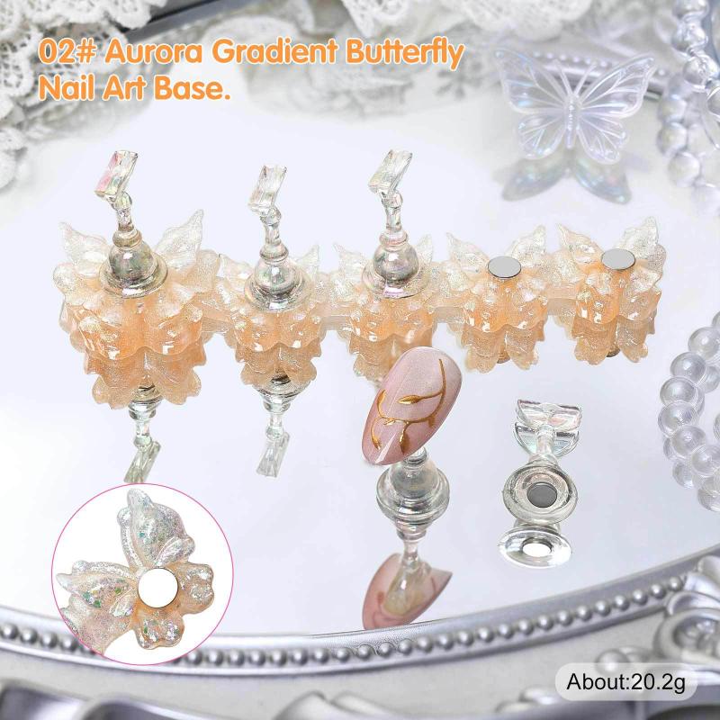 5Pcs/Set Aurora Butterfly Magnetic Nail Tip Display Stand For Manicure Press-On Nails Training Gel Nail Polish Nail Tip Display