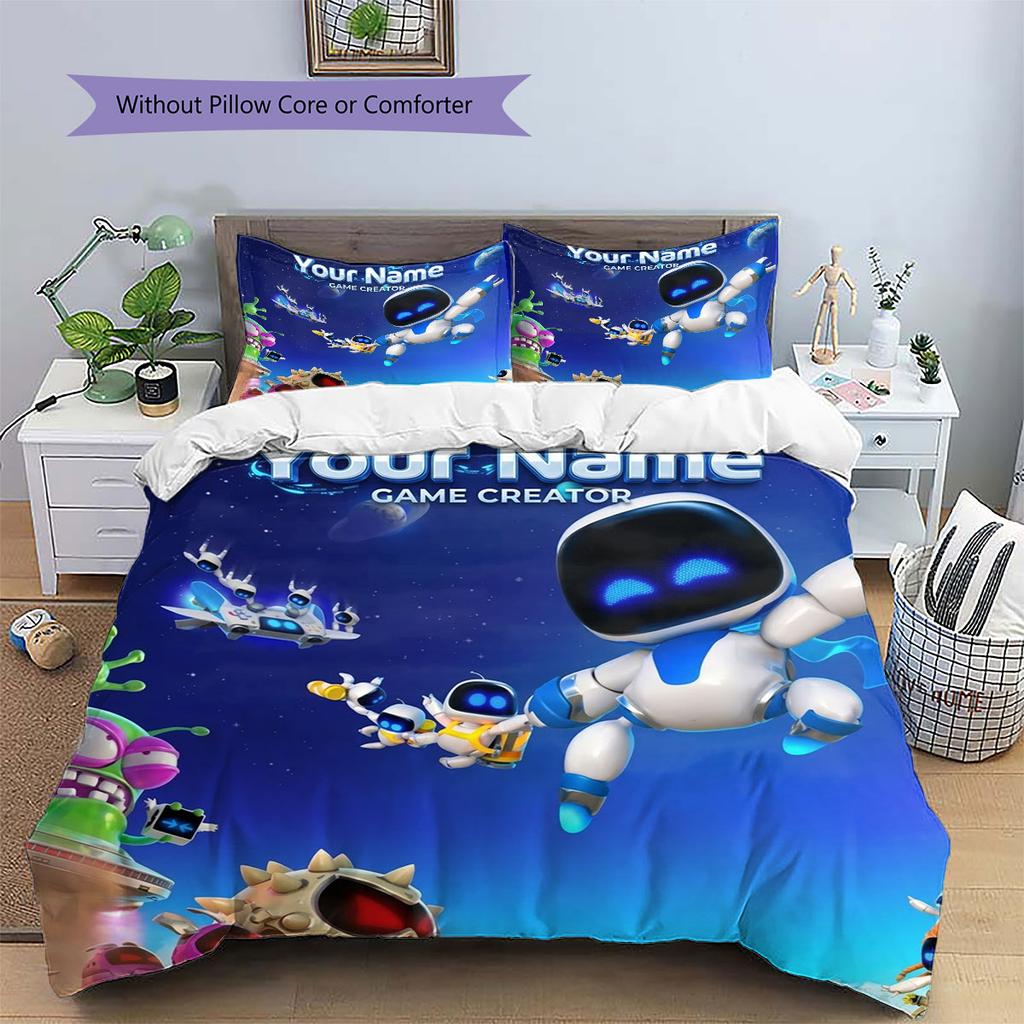 ASTRO BOT Custom Name Pattern Bedding,Quilt Set Quilt Cover Pillowcase Home Birthday Gift(1 * Duvet Cover + 2 * Pillowcase, Without Core)