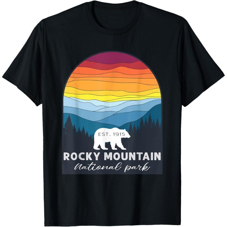 

Retro Vintage Rocky Mountain National Park kids Bear Hiking T-Shirt XXXXXL чёрный