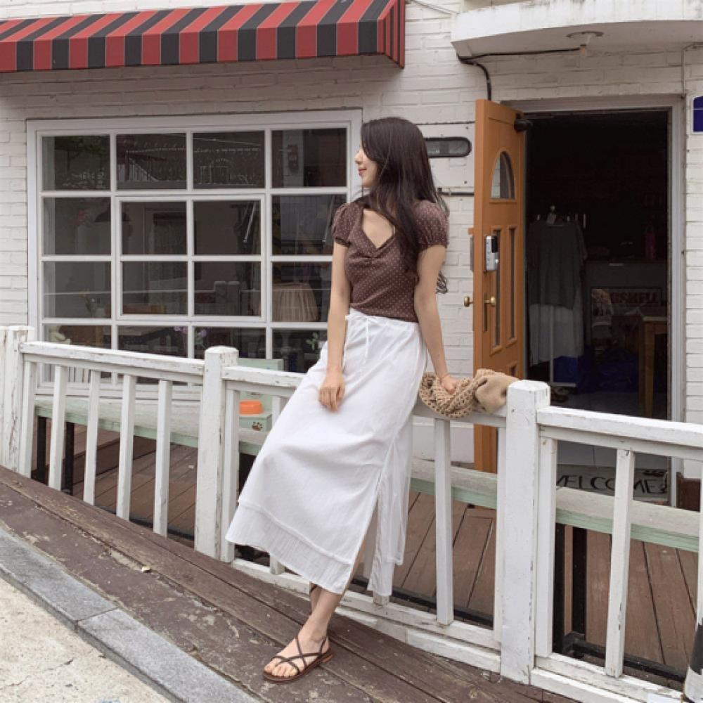 New Arrivals Open Run Women Dot Pattern Long Lace Skirt