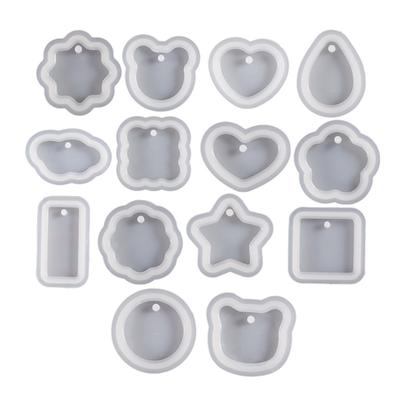 12 Pcs Geometric Silicone Mold Epoxy Resin Mold  Jewelry Pendant Tools Plaster Crafts Making Supplies -stick