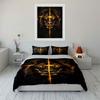 Fiery Lion Face with Cross Bedding Duvet Cover Set  (1*Duvet Cover 2*Pillowcases, Without Duvet Insert)