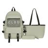 Three-Piece Backpack Set Large Capacity Student Schoolbag Women Solid Color Backpack with Lunch Bag Pen Bag