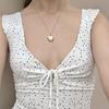 European & American Style Polka Dot Pleated Tie-Up Tank Top with Round Neck, Versatile and Slim Fit