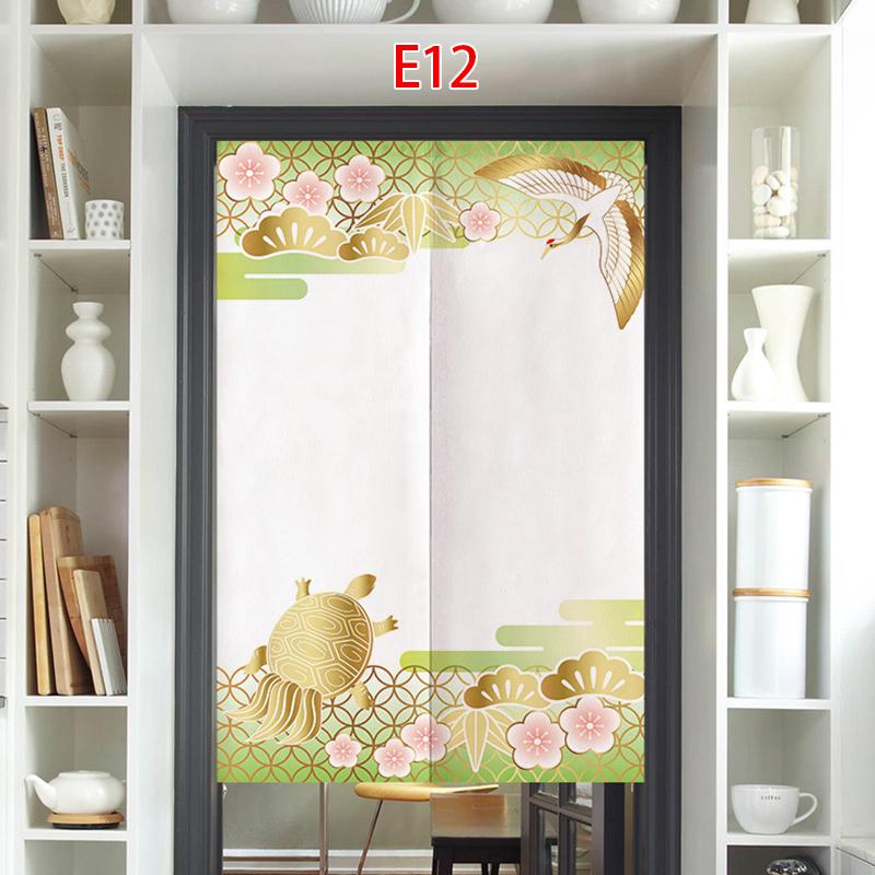 Cortina de Porta Estilo Japonês Algodão Linho Flor de Cerejeira Cortina Entrada da Cozinha Restaurante Decoração Noren Divisória Meia-cortina