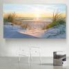 Modern Blue Sun Beach Grass Ocean Seascape Canvas Painting Landscape Posters and Prints Home Decor for Living Room Decoration