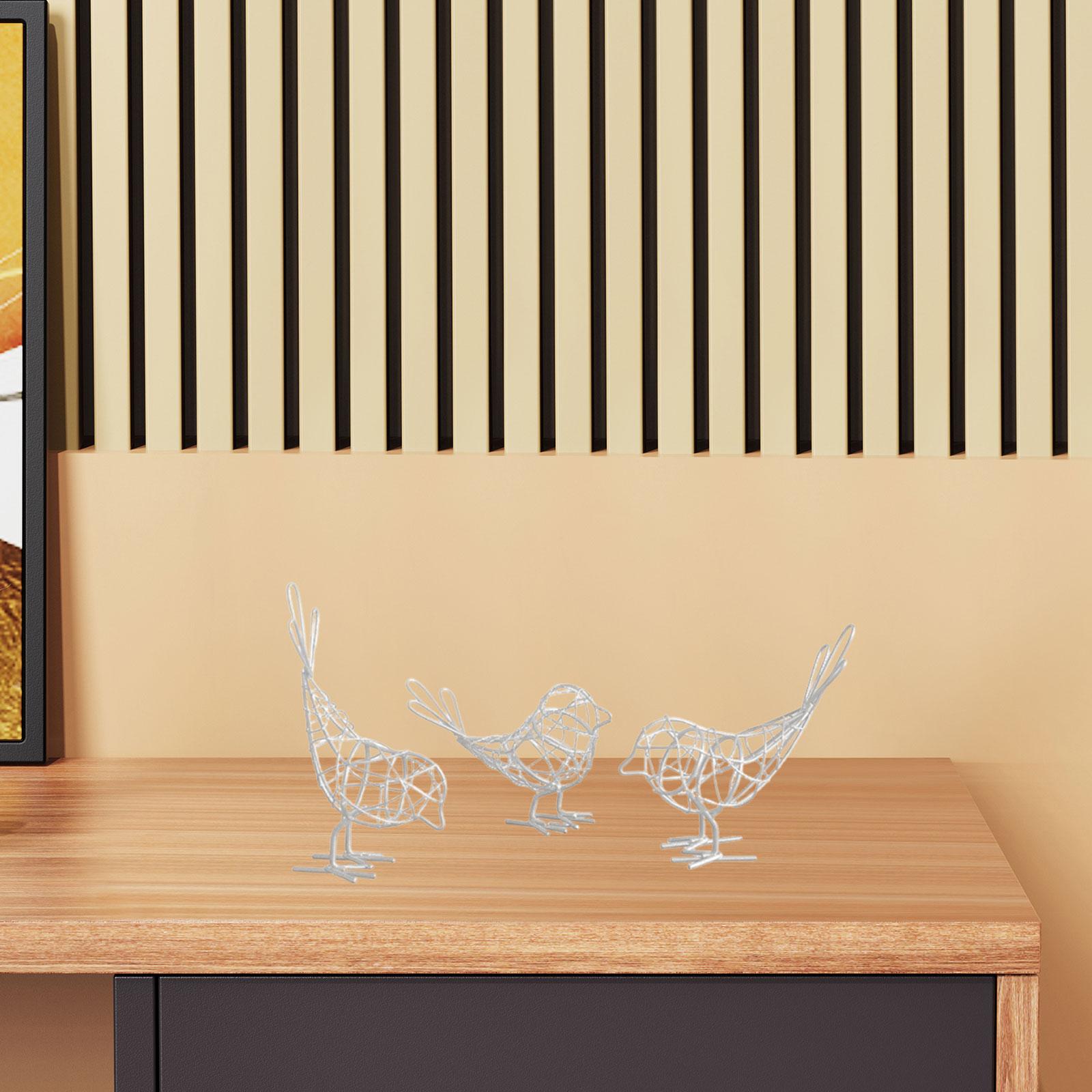 

3Pcs Bird Statue Animal Sculpture Hollow Crafts Decorative Gift Artwork Metal Figurine for Bedroom Housewarming Hallway Desk белый