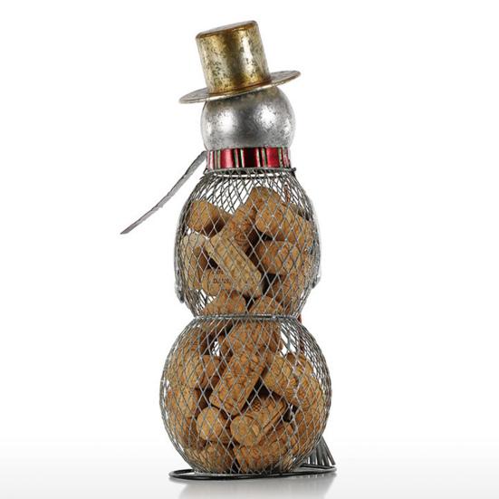Christmas Snowman Wine Cork Holder Metal Cartoon Snowman Wine Stopper