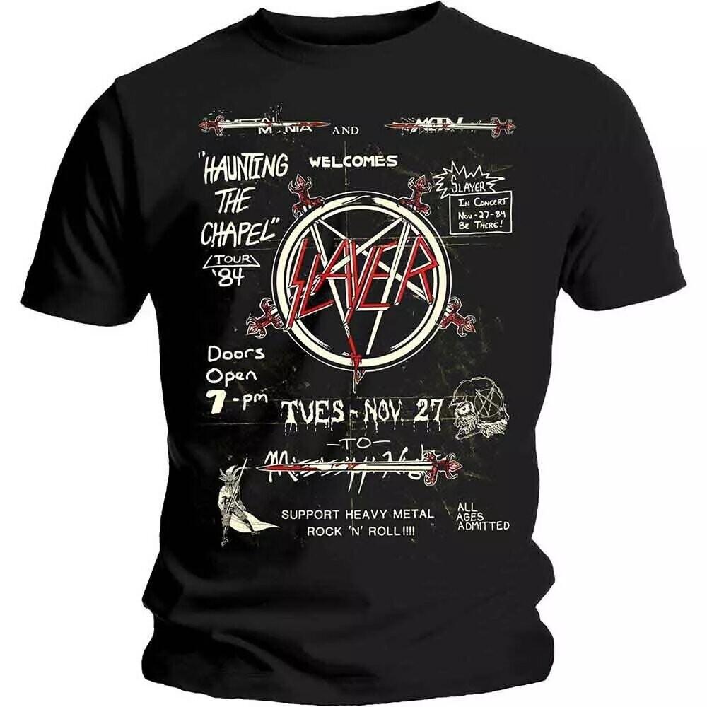 

Slayer Band T-Shirt - Haunting the Chapel Tour 1984 Vintage Design -Size S-5XL Unisex T-Shirt M