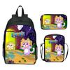 Lankybox Blocky Plüsch 3-teiliges Set Rucksack Cartoon Anime Schultasche für Kinder
