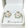 Natural Freshwater Pearl Earrings with 18K Gold Plated Frosted Flower Design and S925 Sterling Silver Needle