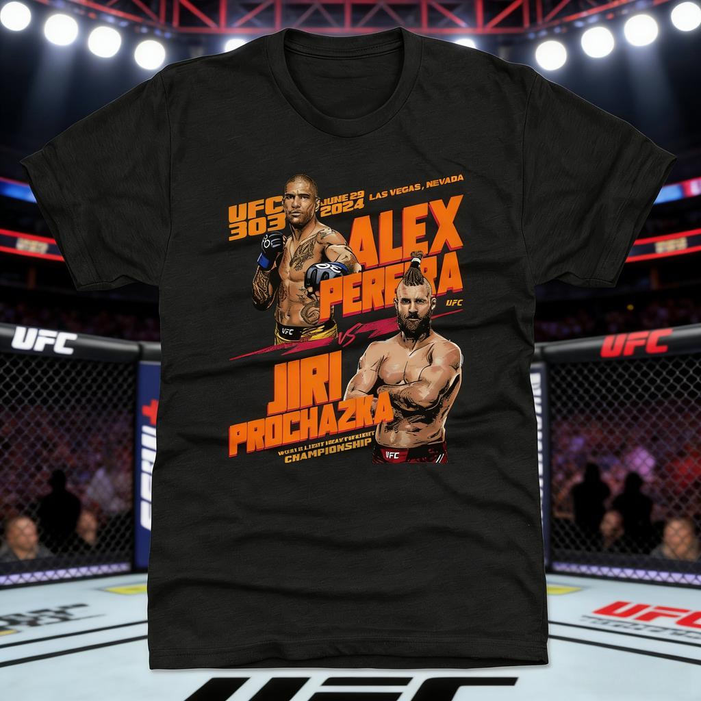 2026 Estate UFC 303 Alex Pereira Grafica Combattimento Maglietta Donna Sportiva Cotone Manica Corta Larga Tempo Libero Fitness Maglia Unisex