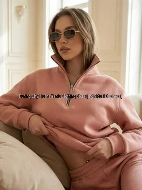 Autumn/Winter Oversize Lapel Half-Zip Slimming Hoodie - Comfy Outdoor Commuter Top