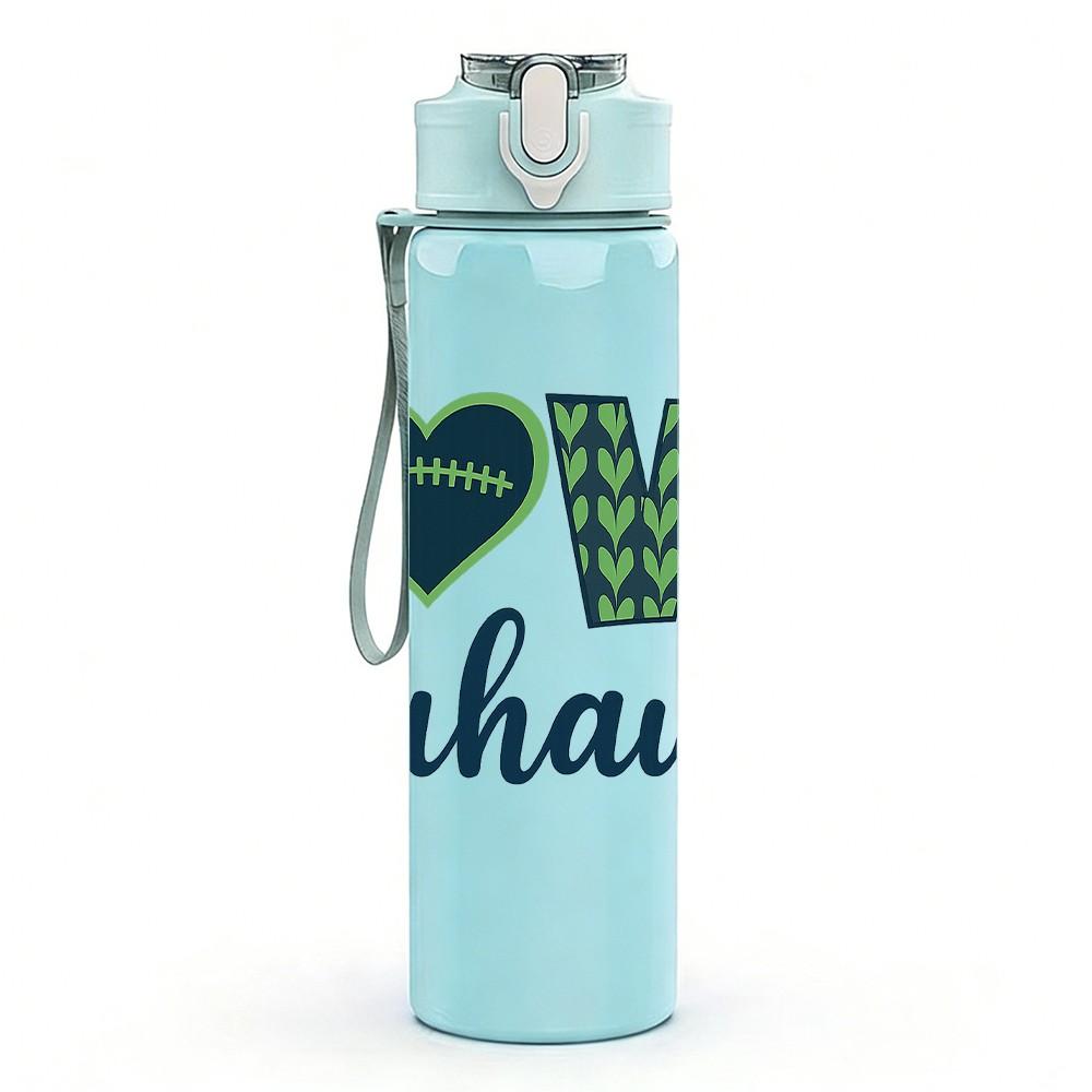 1PC Love Seahawks Football Logo 750ml Color Plastic Sports Water Bottle Leakproof Flip Straw Lid Suitable for Sports Office Home Use