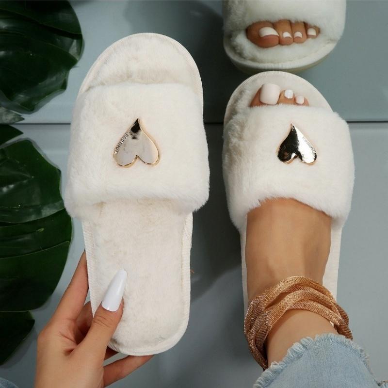 Heart shaped flat slippers women's cotton slippers