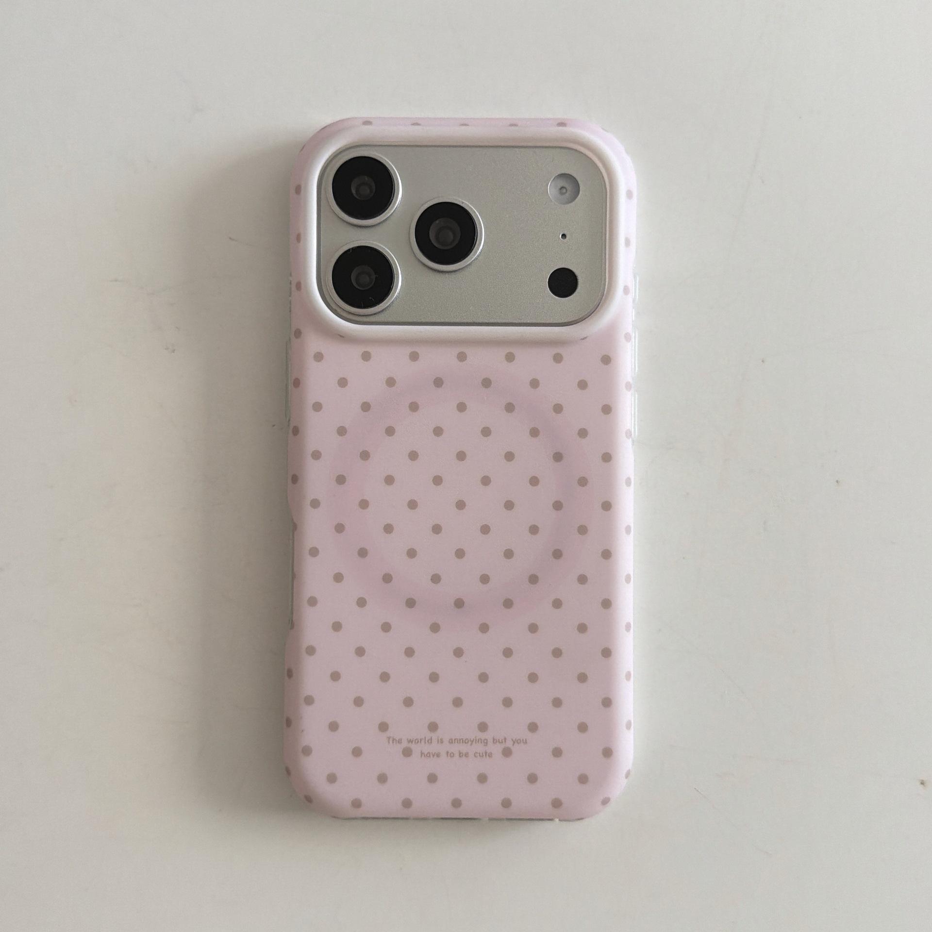 

Korean Polka Dot Magnetic Cat Stand Case for iPhone 17 Pro Max and Apple 16/15 iPhone 14 Pro