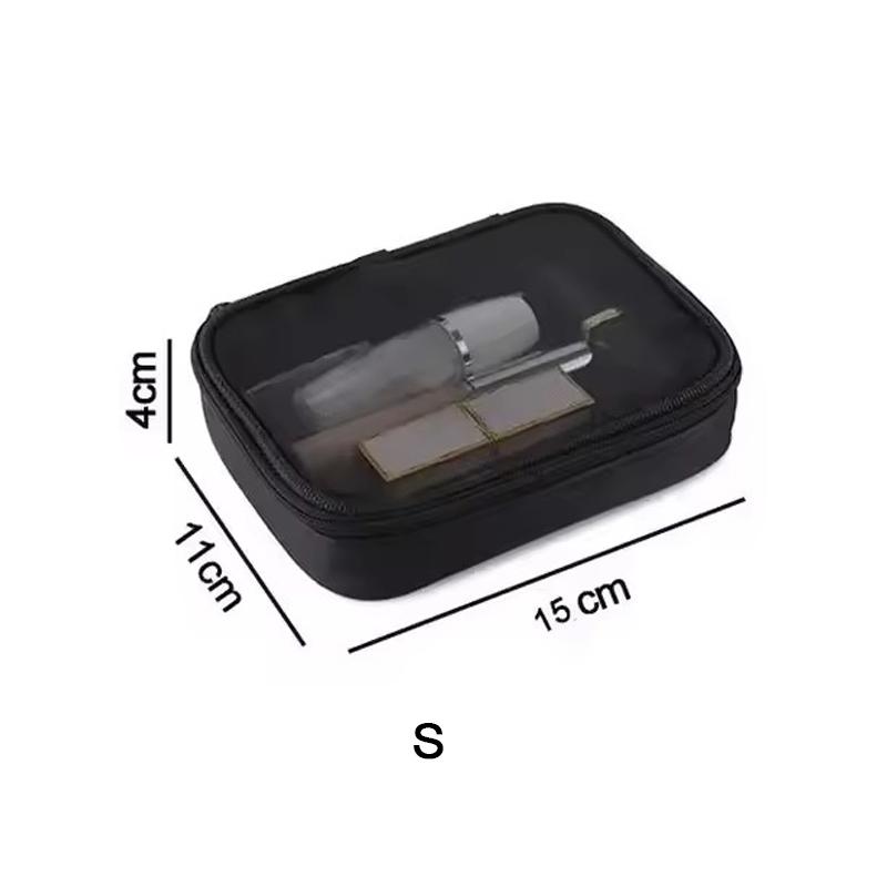 

Дорожная черная сетчатая косметичка на молнии для женщин, сумка для макияжа, сумка для мытья и туалетных принадлежностей, органайзер для макияжа, портативный чехол для хранения