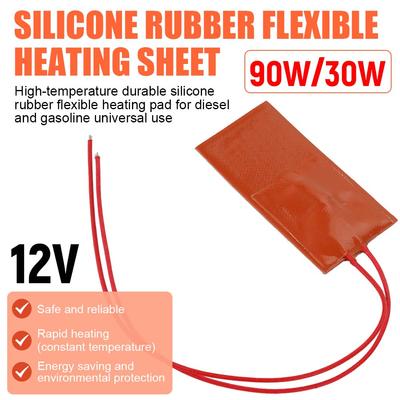 12V Engine Oil Pan Sump Tank Heating Pad Heated Plate Kits Silicone Rubber 30W/90W Heating Mat Waterproof Fast Heating Pad