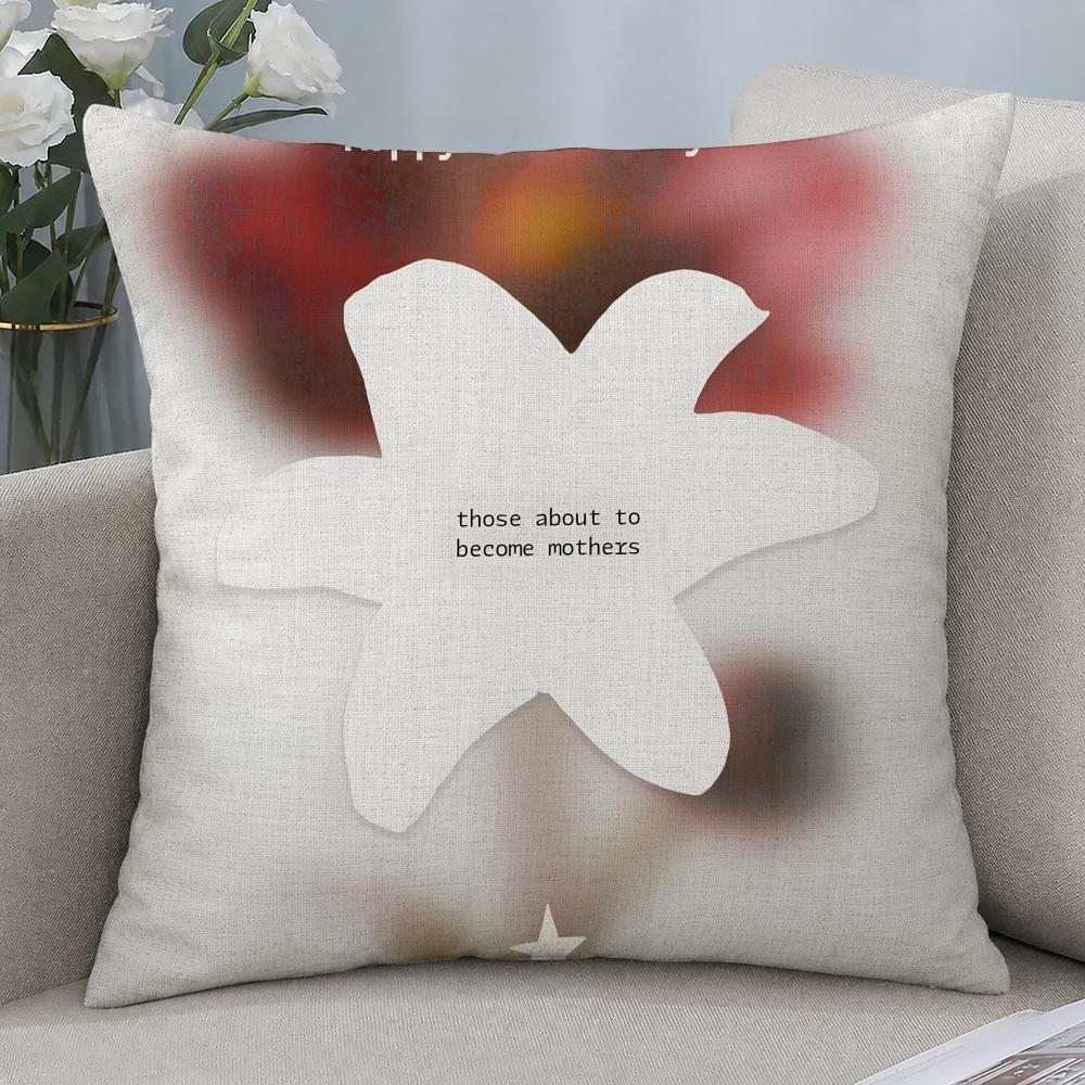 Holiday Mothers Day Cushion Cover Cushion Covers Natural Linen Breathable Sofa Bedroom Decor Pillowcase