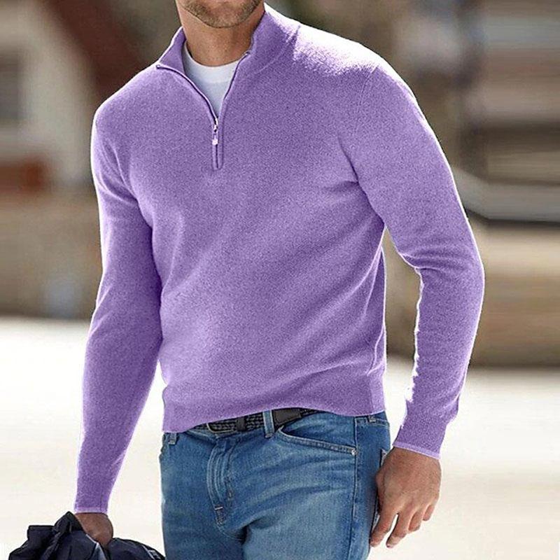 Autumn Winter Men's Knit Pullovers Solid Color Half Zipper Sweaters Men Oversized Breathable Streetwear Knitted Sweater