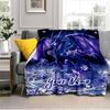 1PC Custom Name Purple Dragon Fantasy Art outdooor Flannel blankets Throw Blanket All-Season Throw Gift Bedspread for Couch, Bed, Camping Holiday Birt