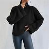 MD1006 European Women's Knitwear High Neck Bell Sleeve Pullover Sweater