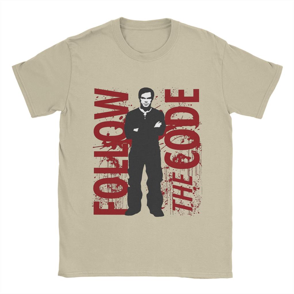 Dexter T Shirts Men 100% Cotton Leisure T-Shirts Crew Neck Follow the Code Tees Short Sleeve Tops Summer