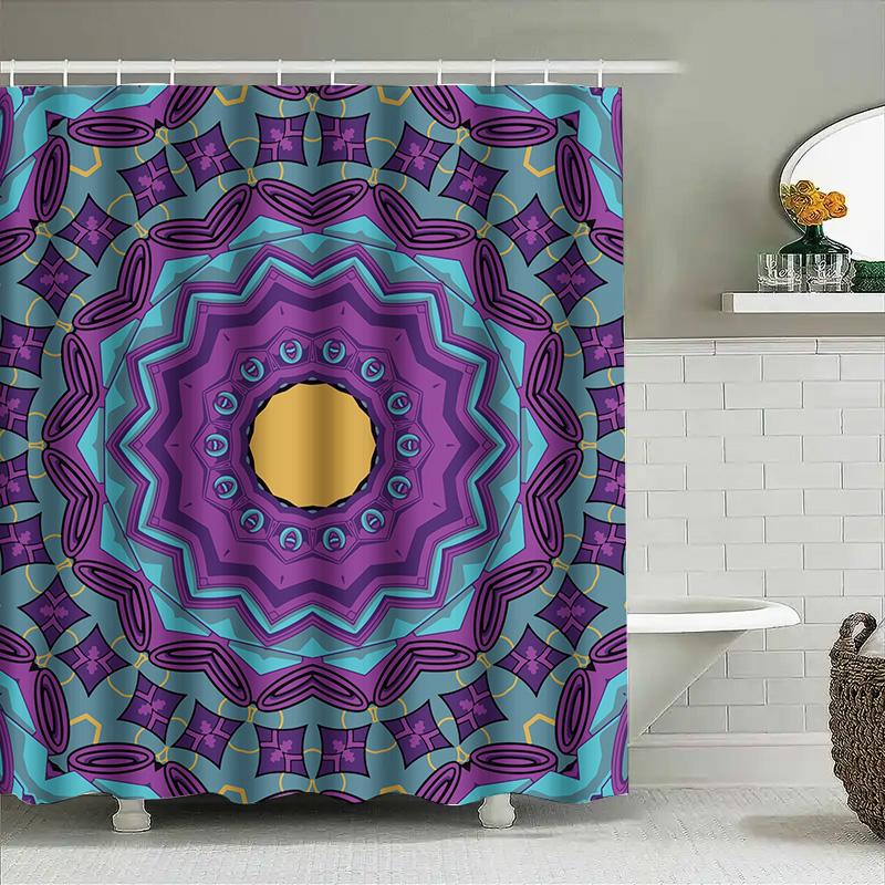 

Kaleidoscope Shower Curtain Purple Blue Mandala Design for Bathroom Decor 90x180cm