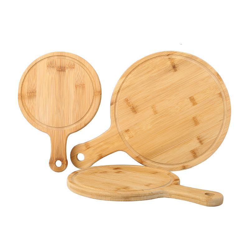 Round Bamboo Wood Dining Plate - Wooden Tray for Pizza, Steak, and Western Food Plating.