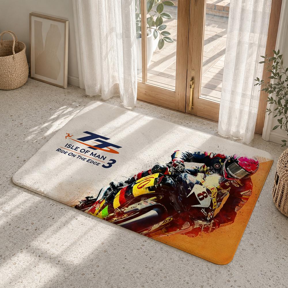 I-Isle Of Man T-TT Floor Mat Flannel Rug Non Slip Absorbent Soft Washable For Entryway Hallway Bathroom Kitchen Decor