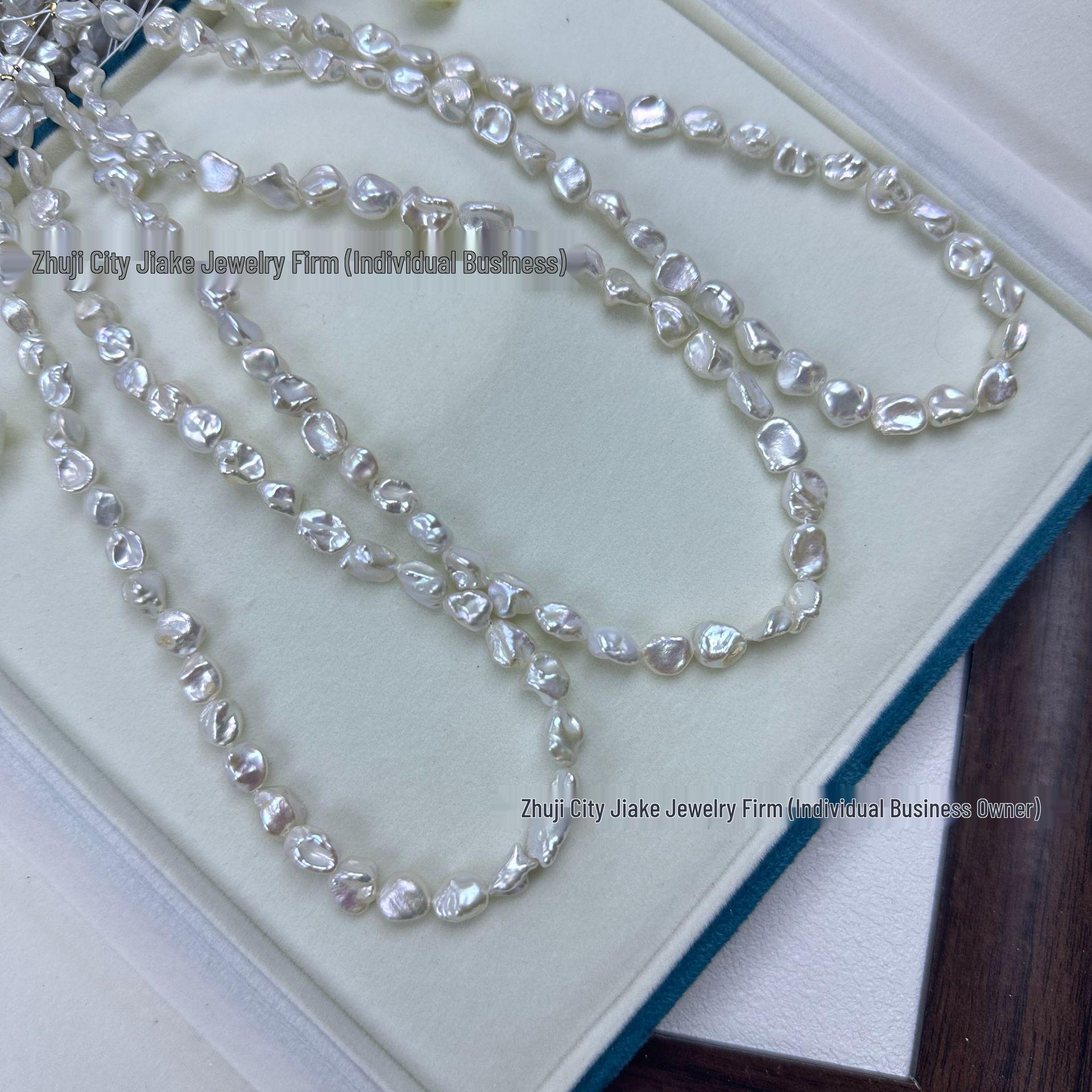 

Сріблясто-блакитне перлове намисто в стилі бароко: Натуральний прісноводний кеші 5-9 мм, Напівфабрикат ланцюжка з намистин Semi-finished 5-7mm