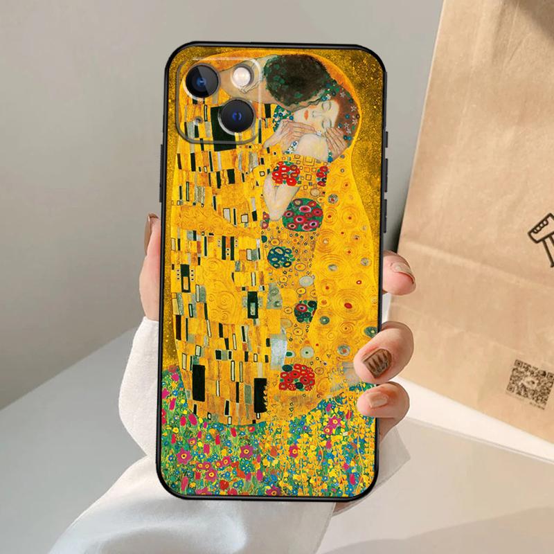 Starry Night Klimt Kiss Phone Case For iPhone 17 Air 16 15 14 13 12 11 Pro Max 12 13 Mini 15 16 Plus 16e Cover Coque