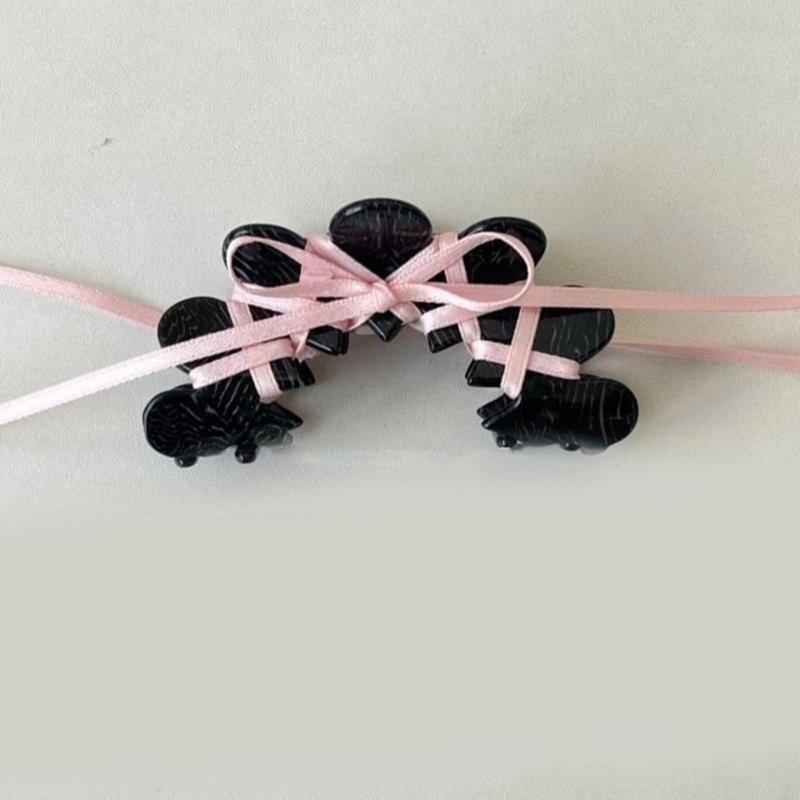 Acrylic Butterfly Knot Hair Clip with Ribbon Tie Stylish and Elegant Hair Pins Headwear Accessory for Women and Girls