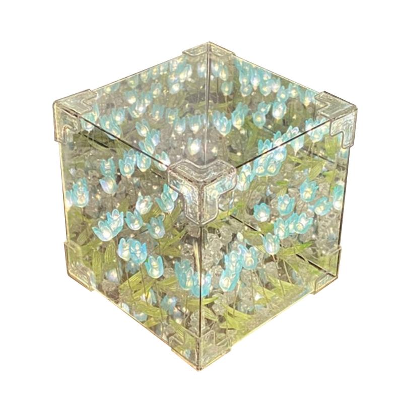 Handcrafts Tulips Night Light Set Home Decoration DIY Kits Handmade Flower Cube Lamp Desktop Ornament Table Night Lamp