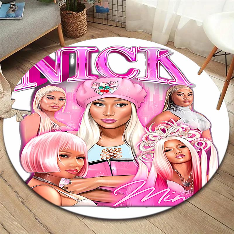 Nicki Minaj Round Area Rug,Carpet Rug for Living Room Bedroom Sofa Playroom Decor,Non-slip Floor Mat