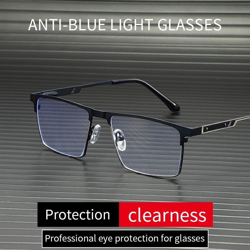 Business Semi-Frame Engineering Fatigue Flat Light Glasses Frame Office Anti-Blue Light Glasses Myopia Glass Frame For Men 6007