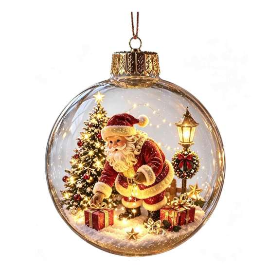 Palline di Plastica per Festa Ornamento Luminoso Storia di Natale, Palla Appesa 3D Luminosa con LED Caldo, Mini Decorazione Festiva da Interno/Esterno Festività