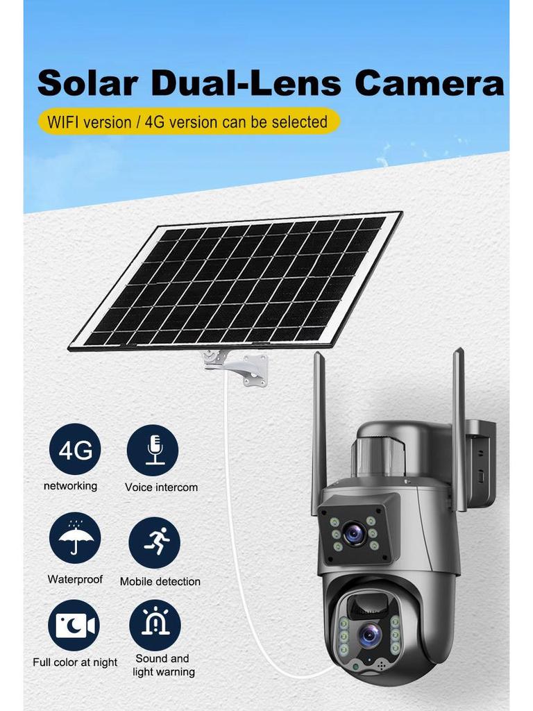 8MP 4G Ultra HD Dual Lens Solar Wireless Outdoor Security Camera