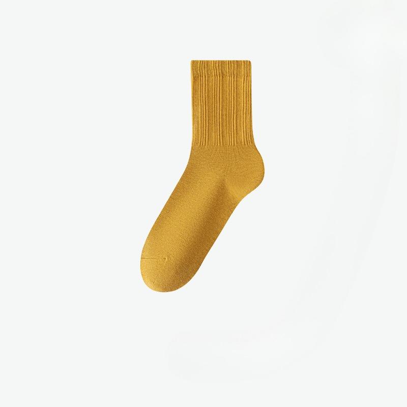 Female Spring and Autumn Pure Color All Kinds of Casual Cotton Sweat Absorption Breathable Sports Tube Socks